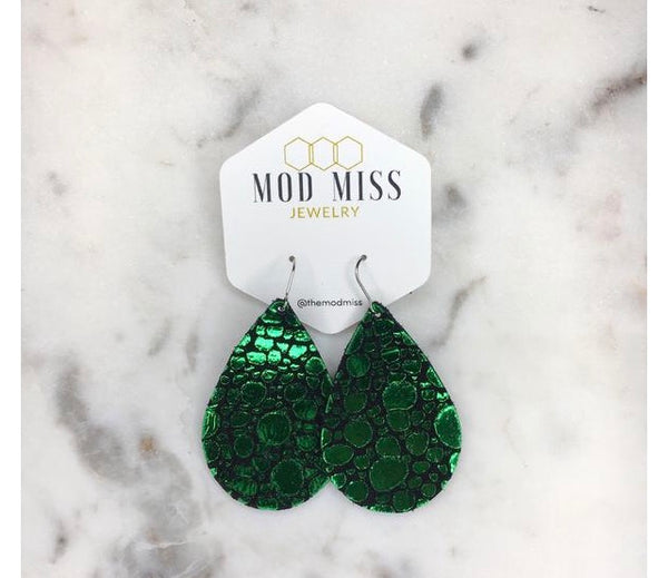 Leather teardrop earrings