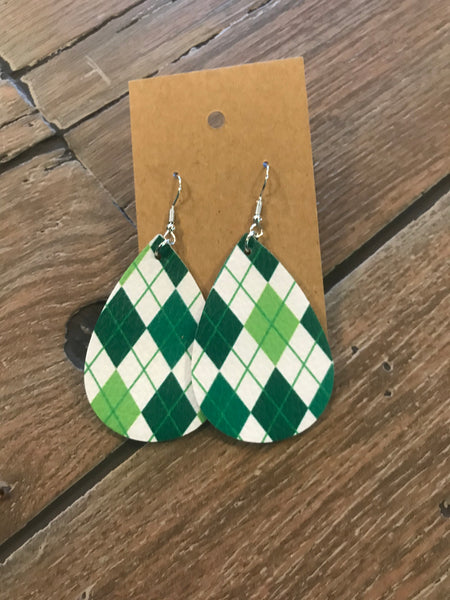 St. Patrick’s Day leather earrings