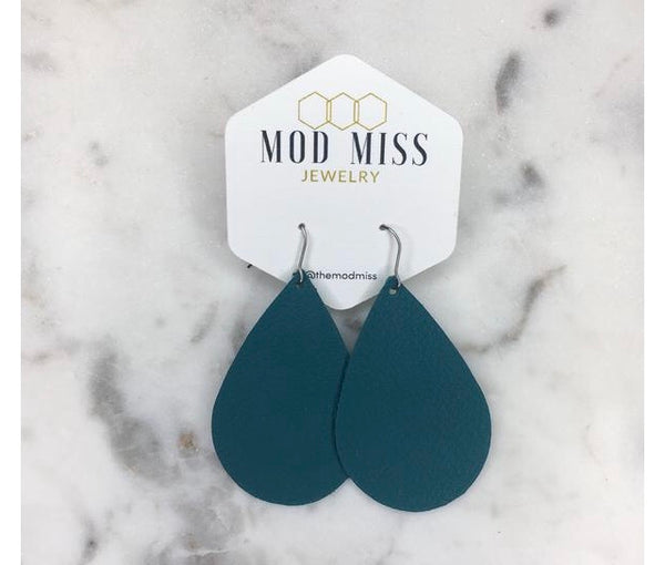 Leather teardrop earrings