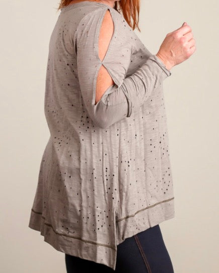 Plus taupe cutout top