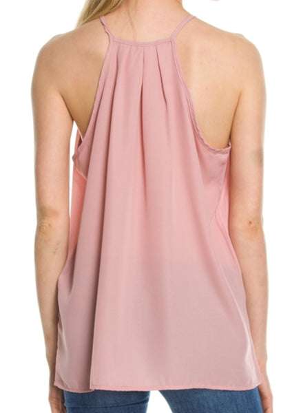 Tank mauve pleated cami top