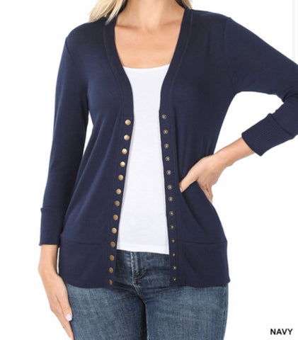 Sweater cardigan 3/4 sleeve navy