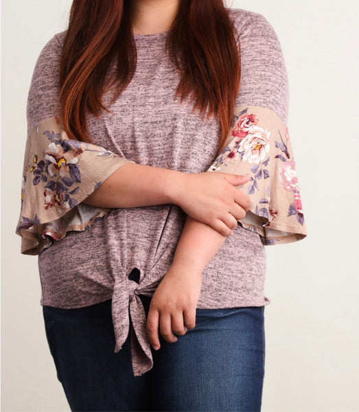 Mauve front tie hem