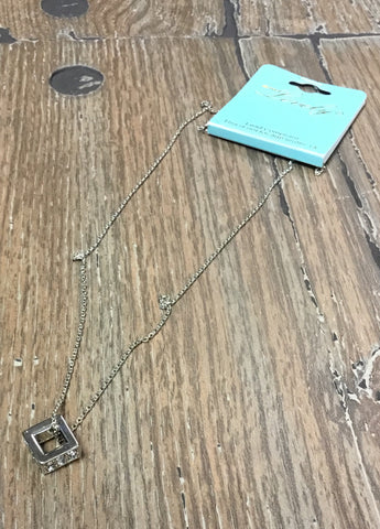 Necklace, square crystal pendant