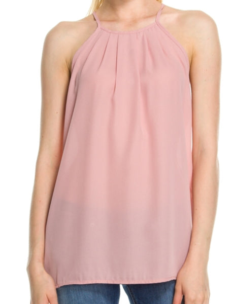 Tank mauve pleated cami top