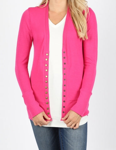 Sweater cardigan hot pink