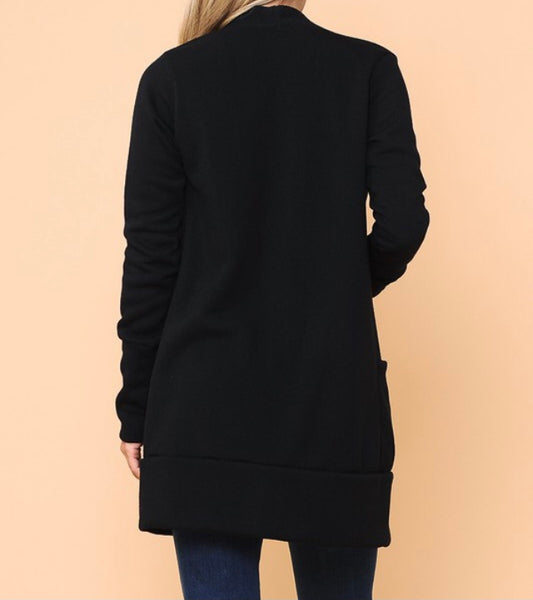Black thumb hole sweatshirt cardigan