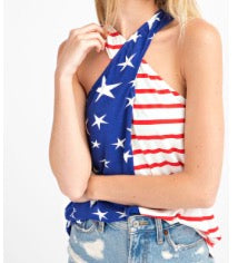 Stars and Stripes crisscross halter top