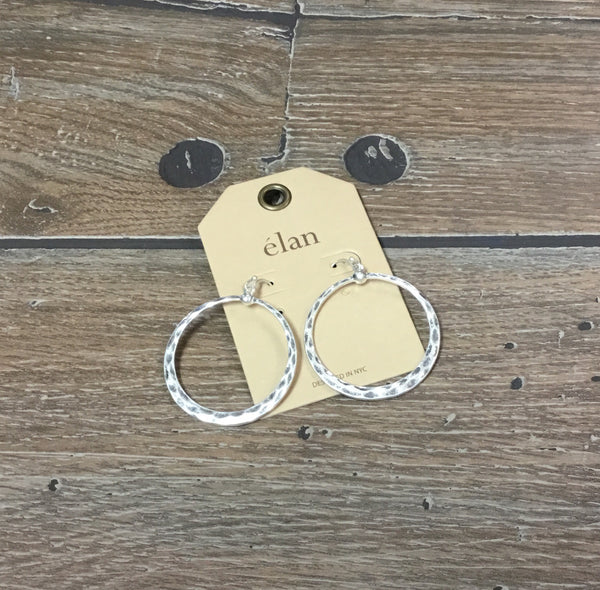 Earrings hammered hoop dangle