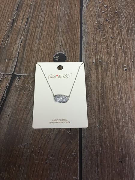 Necklace, cz stone pendant
