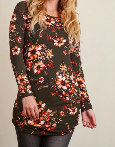 Olive floral tunic