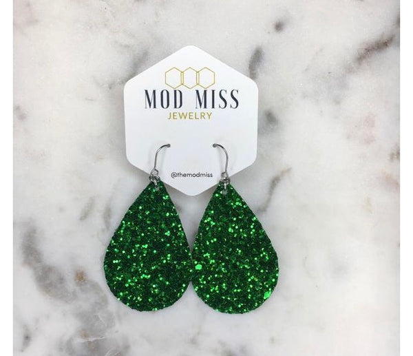 Leather teardrop earrings