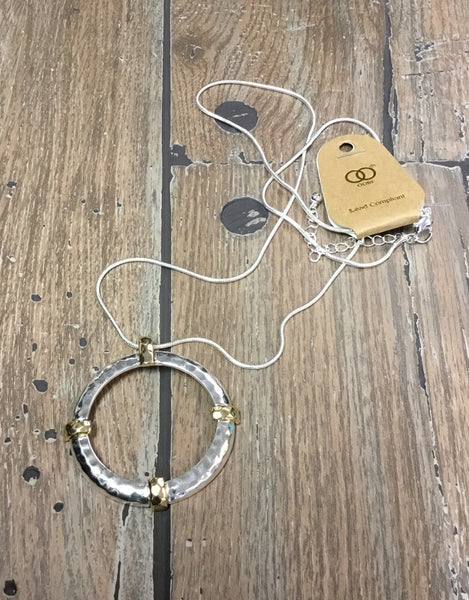 Necklace, hammered circle of life