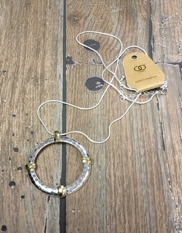 Necklace, hammered circle of life
