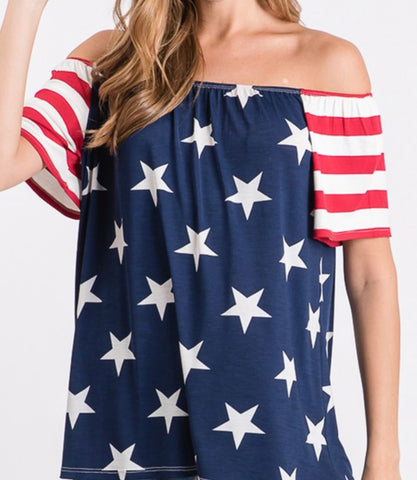 Stars & stripes off shoulder top