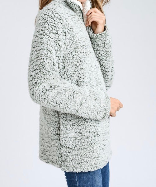 1/4 zip mock neck Sherpa pullover