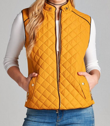 Quilted vest dark mustard
