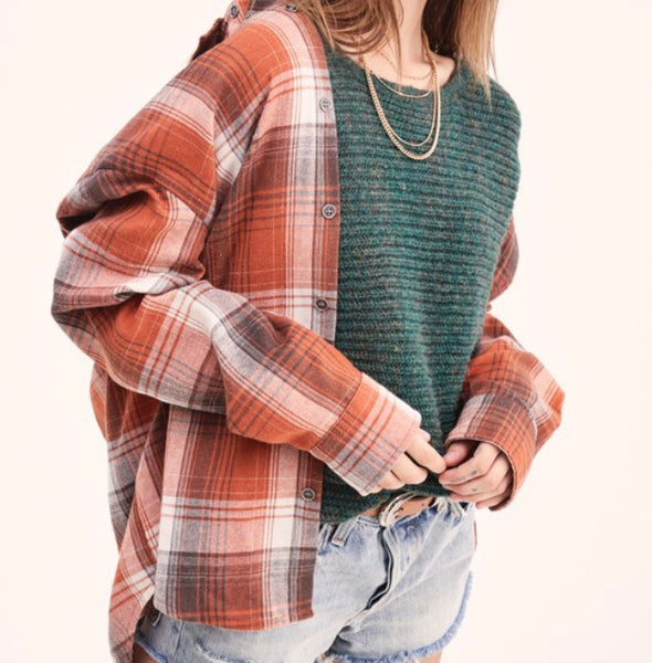 Ginger plaid flannel top