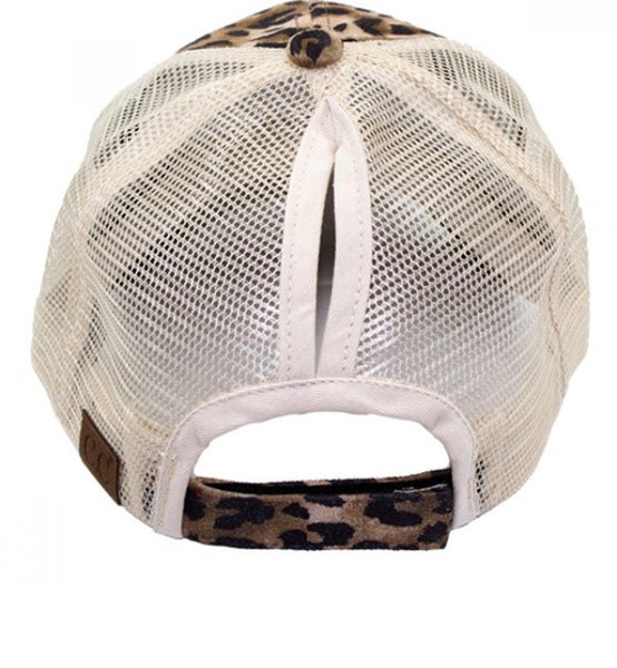 C.C. Leopard ponytail hat