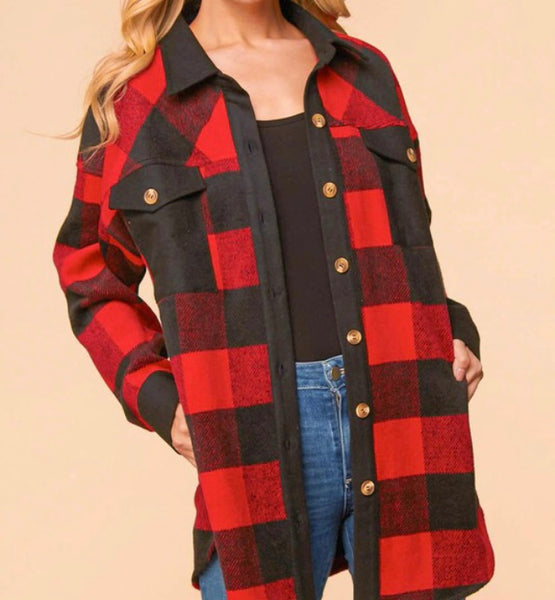 Red/black Buffalo plaid Shacket