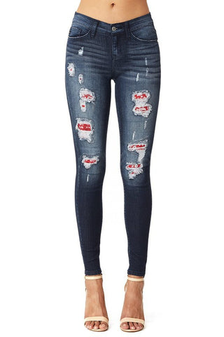 Bandana paisley patch skinny jeans