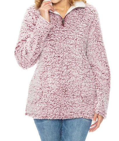 1/4 zip mock neck Sherpa pullover