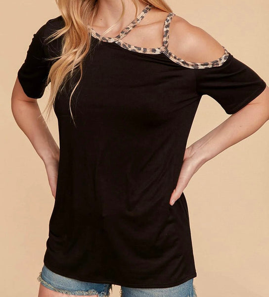 Black strappy one shoulder top