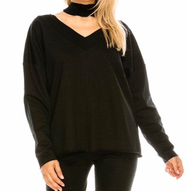 V neck choker sweater deals