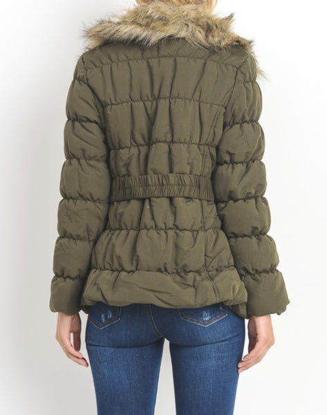 Plus olive fur trimmed parka