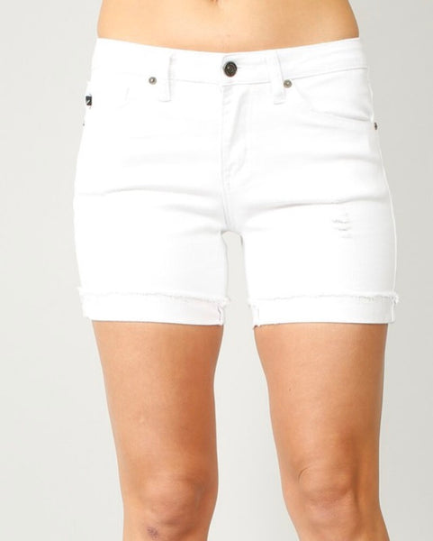White denim shorts