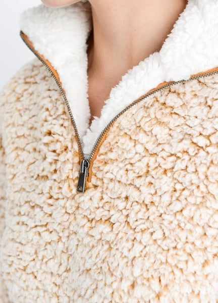 1/4 zip mock neck Sherpa pullover