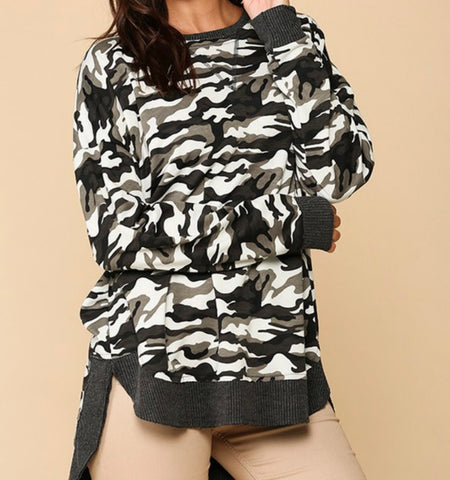 Grey camo lightweight sweatshirt