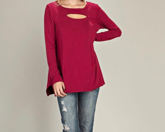 Cutout front and back knit top