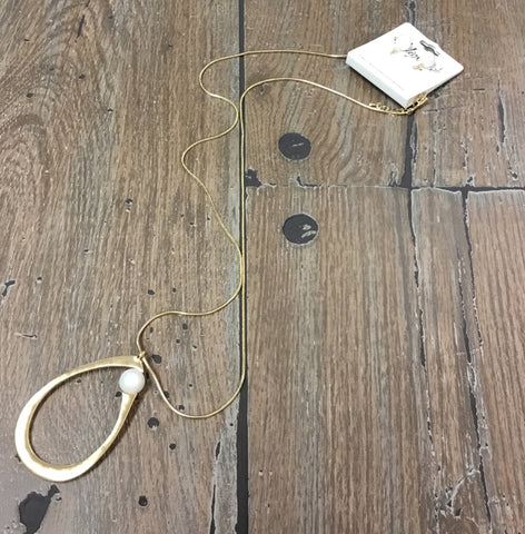 Necklace long teardrop w/ pearl