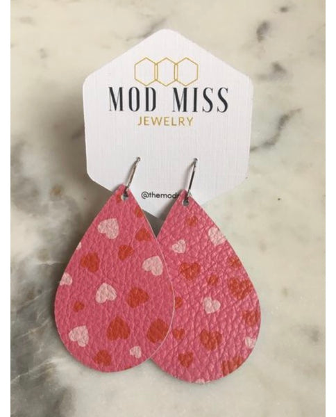 Leather teardrop earrings
