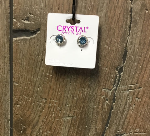 Earrings small crystal gem aquamarine