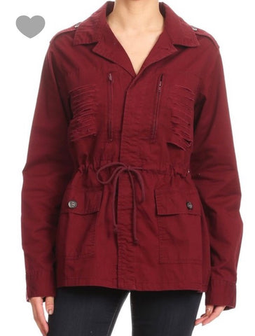 Solid hip length jacket