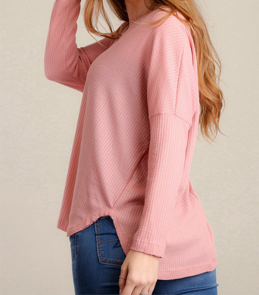 Mauve thermal v-neck top