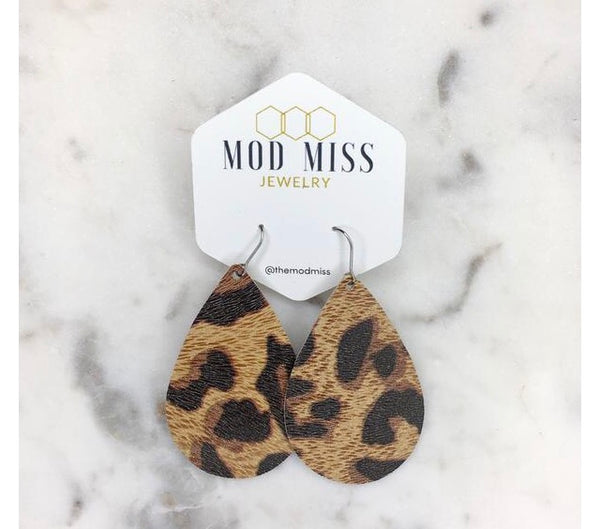 Leather teardrop earrings