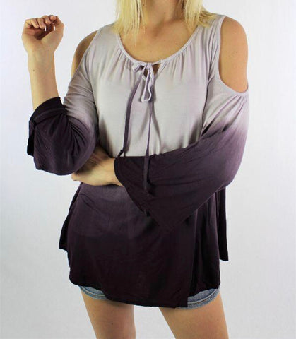 Purple ombré cold shoulder top