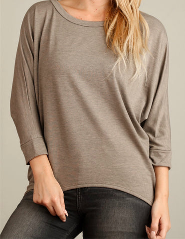 Mocha french terry dolman top