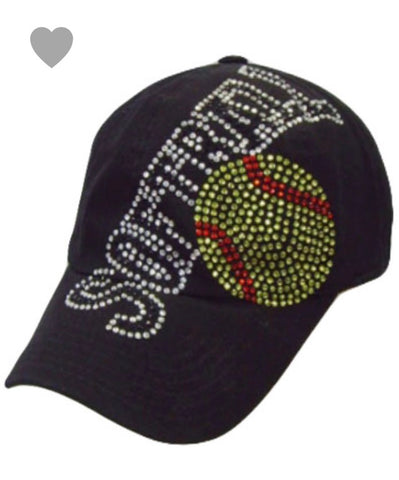 Black rhinestone softball hat