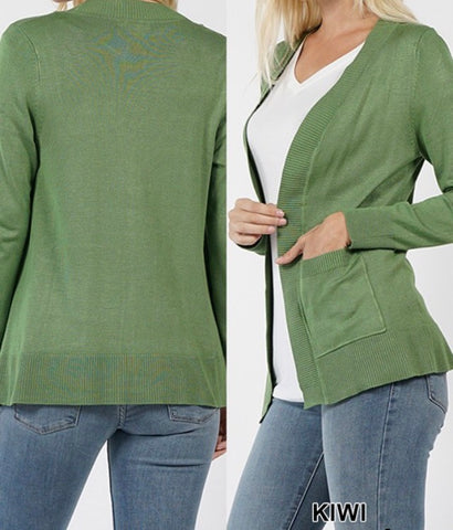 Rib band sweater cardigan kiwi