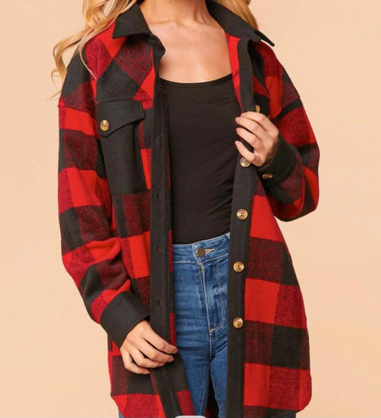 Red/black Buffalo plaid Shacket