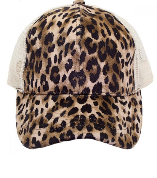 C.C. Leopard ponytail hat