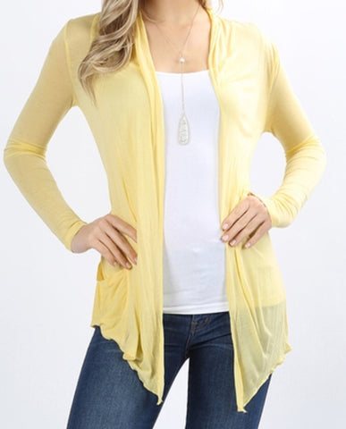 Sheer light weight cardigan banana yellow