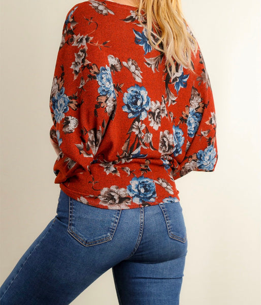Rust floral top