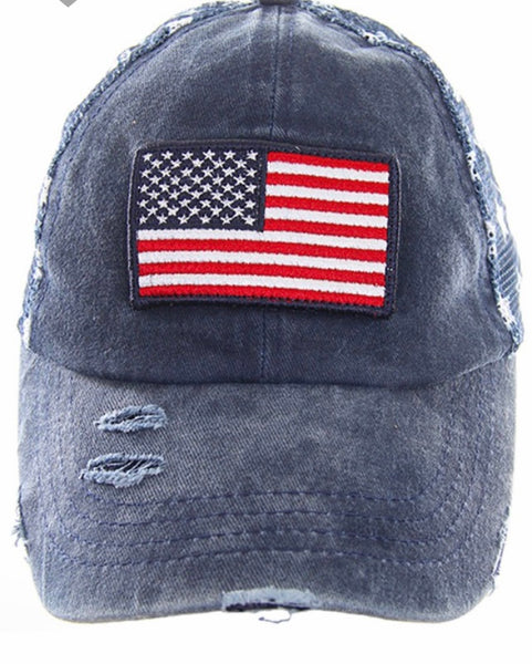 C.C. American flag trucker hat