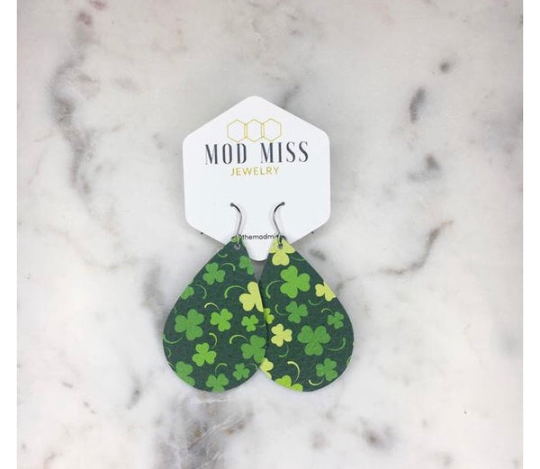 Leather teardrop earrings