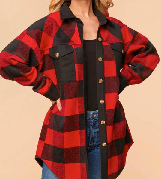Red/black Buffalo plaid Shacket